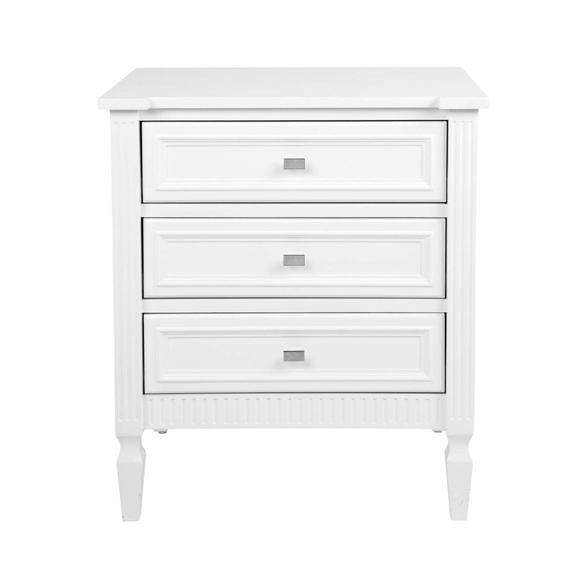 Mercana | Classic 3 Drawer Bedside Table White (Large) - Mirra Interiors