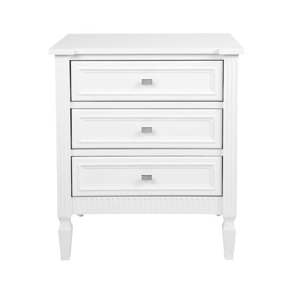 Mercana | Classic 3 Drawer Bedside Table White (Large) - Mirra Interiors