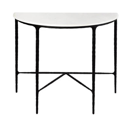 Henderson | Marble Top Demilune Table Black - Mirra Interiors