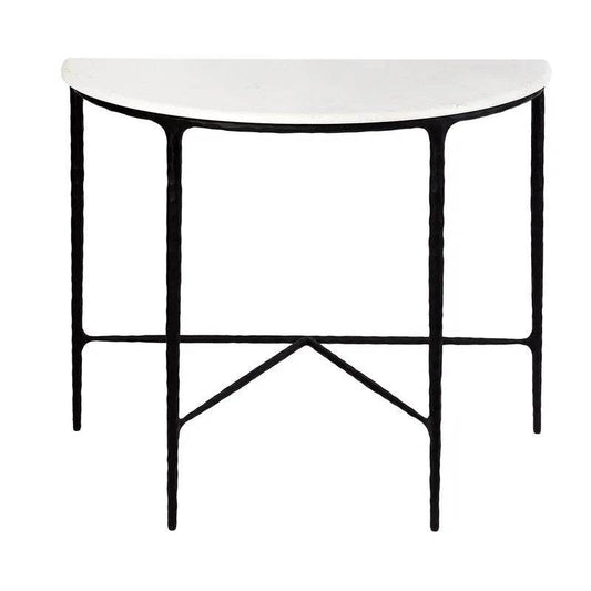 Henderson | Marble Top Demilune Table Black - Mirra Interiors