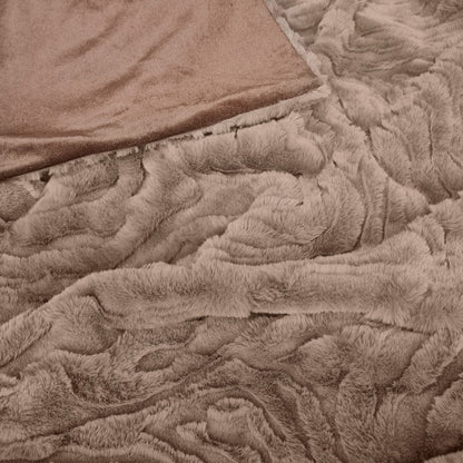 Close-up of a textured mink brown blanket