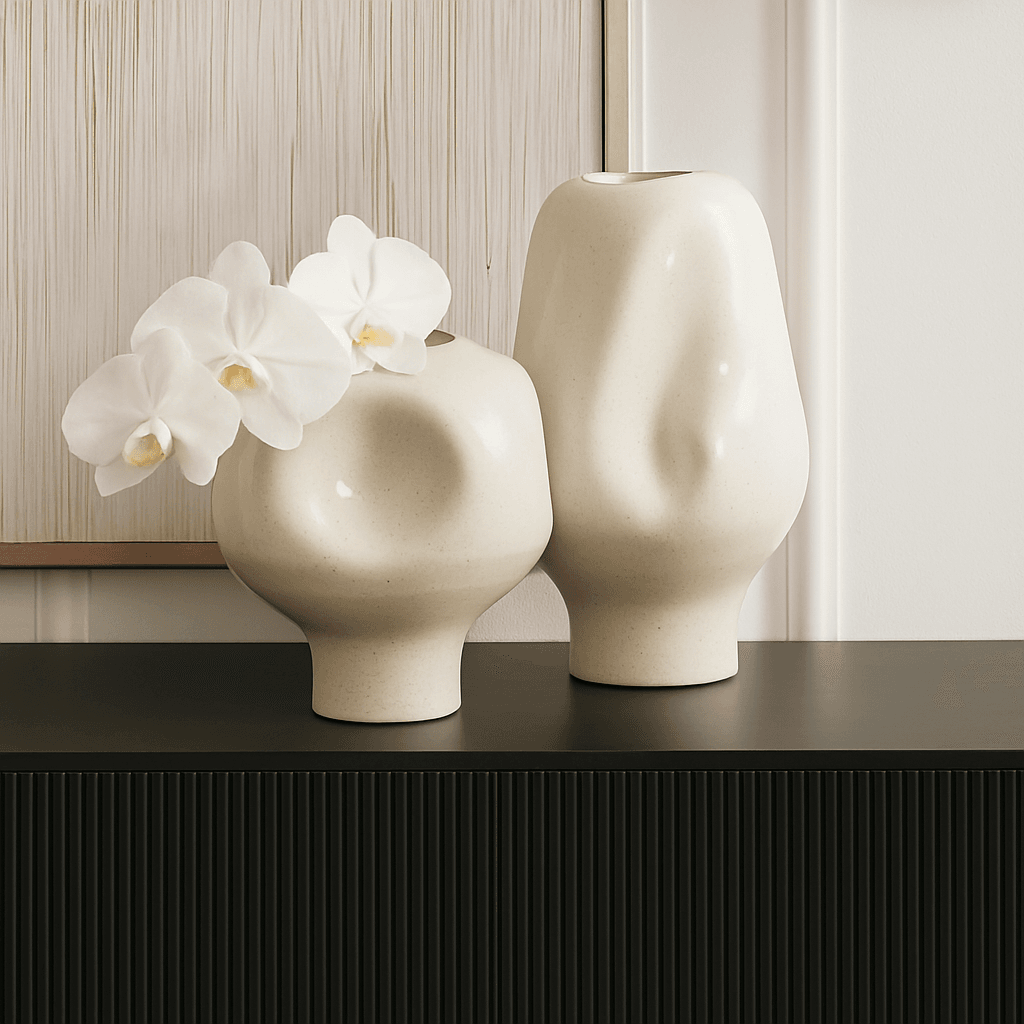 Jessa | Porcelain Vase - Off-White (Medium) - Mirra Interiors