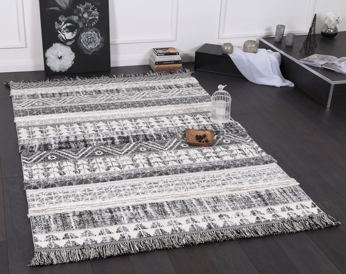 Mono | Tribal Lines Rug - Cream & Anthracite
