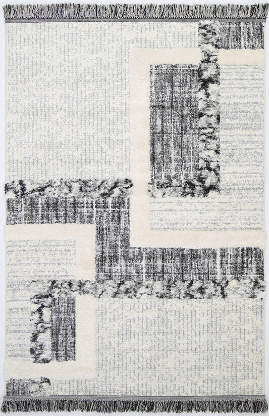 Mono | Tribal Modern Rug - Cream & Anthracite