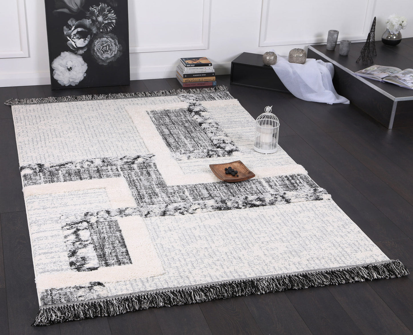 Mono | Tribal Modern Rug - Cream & Anthracite