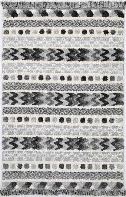 Mono | Tribal Carved Rug - Cream & Anthracite