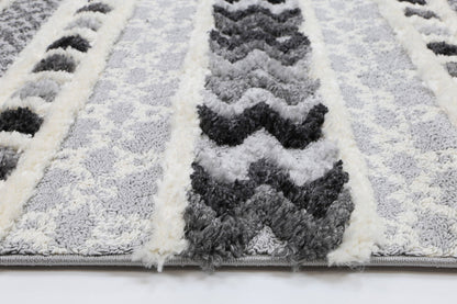 Mono | Tribal Carved Rug - Cream & Anthracite
