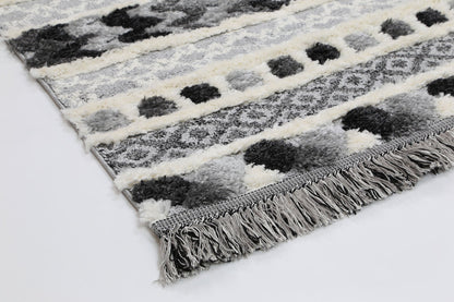 Mono | Tribal Carved Rug - Cream & Anthracite