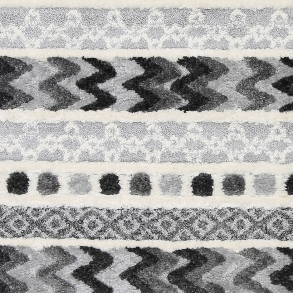 Mono | Tribal Carved Rug - Cream & Anthracite