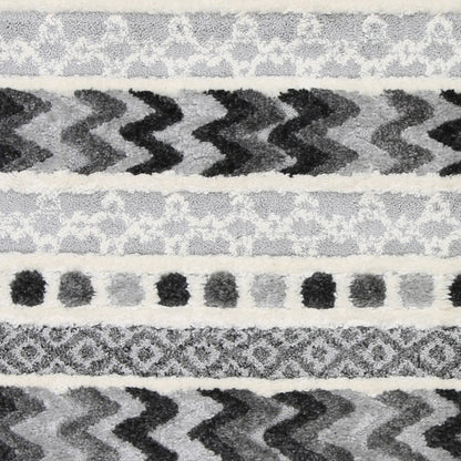 Mono | Tribal Carved Rug - Cream & Anthracite