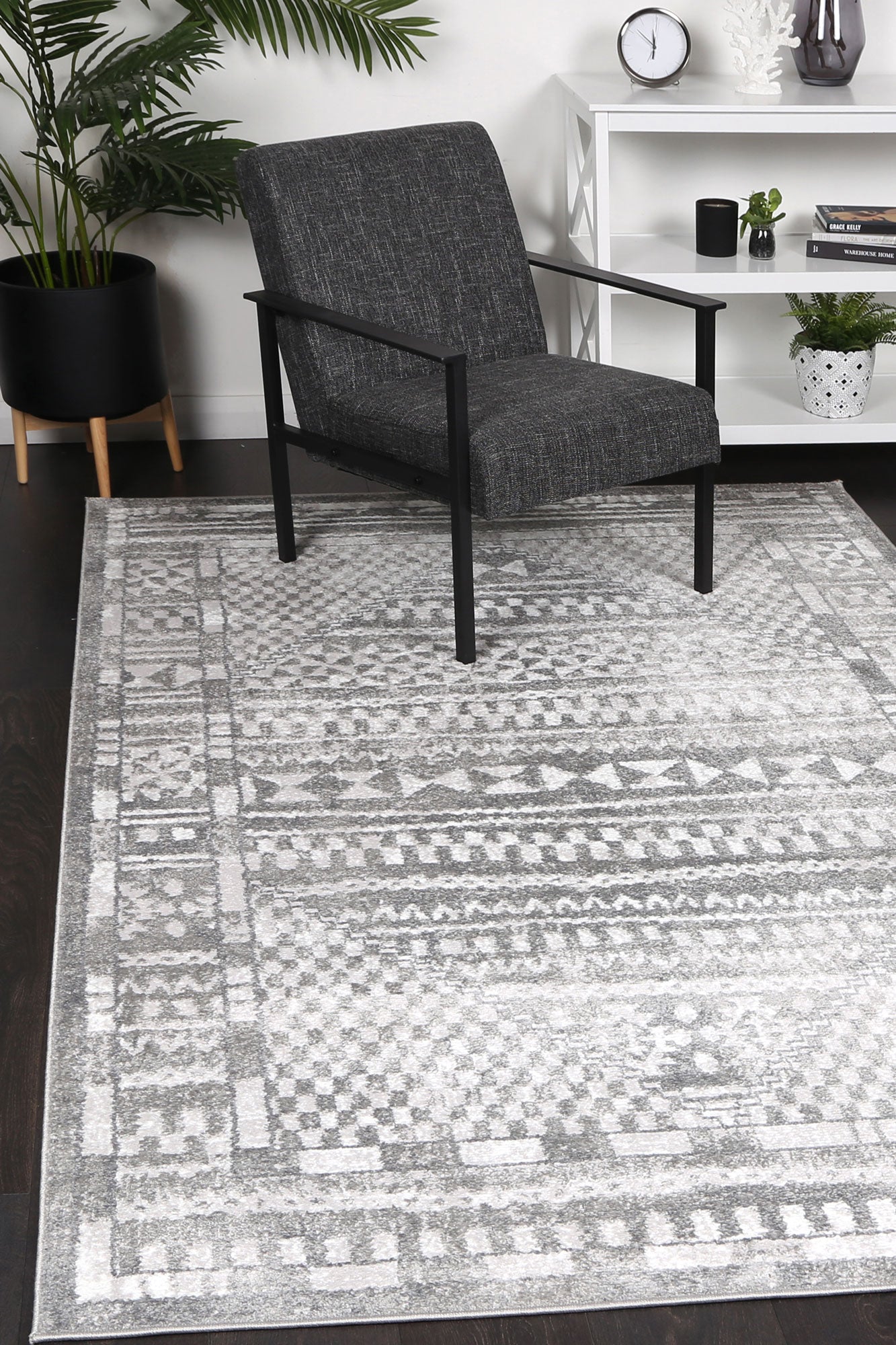 Kimberley | Aztec Contemporary Rug - Grey