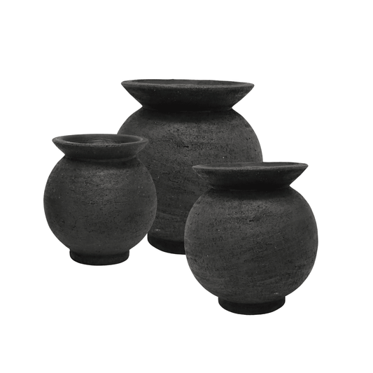 Koru Round Terracotta Pot Black | Mirra Interiors