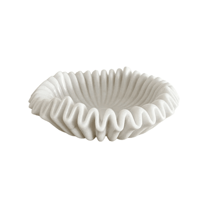 Lyra | Marble Fluted Ruffle Bowl White - Mirra Interiors