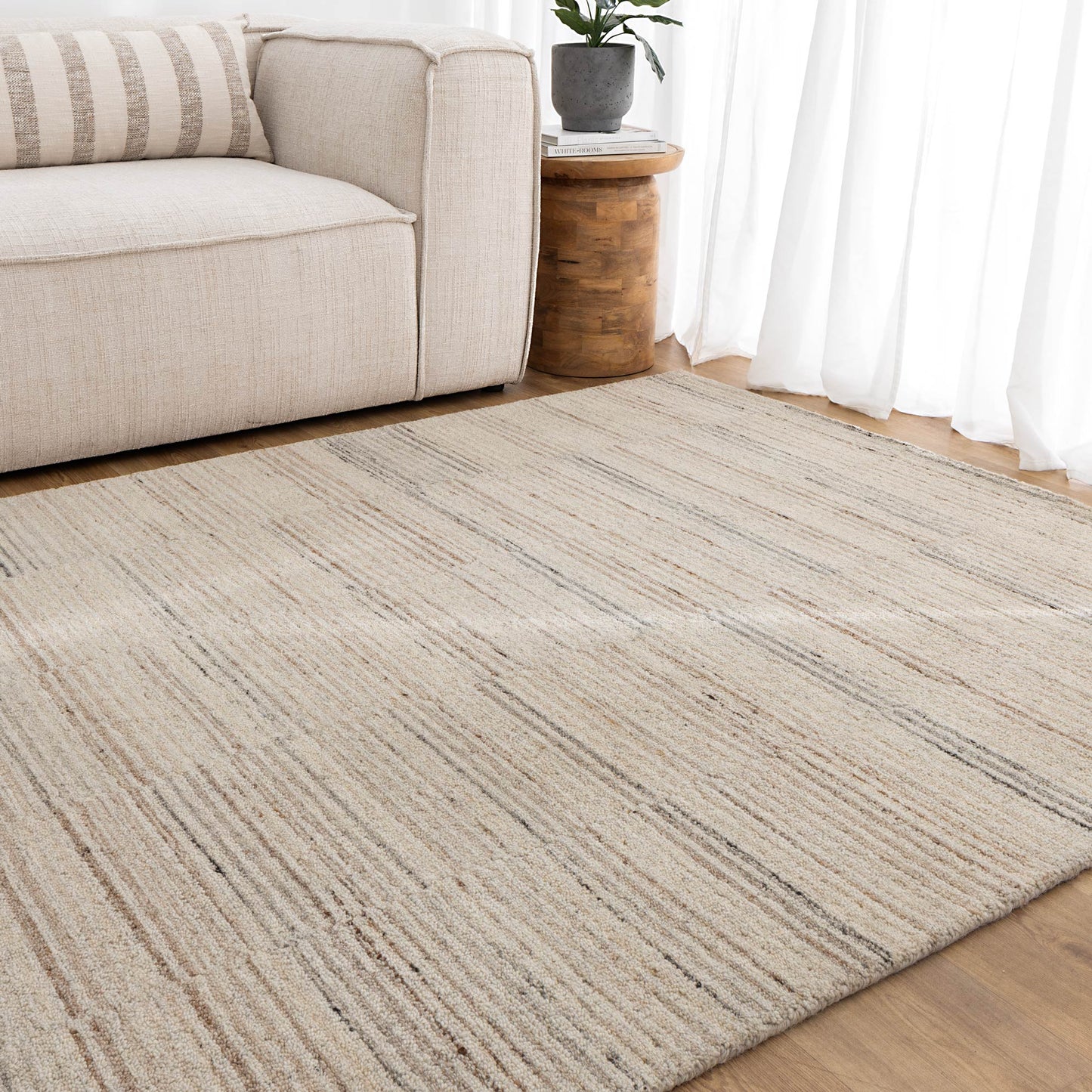 Praia Lines Natural Wool Rug