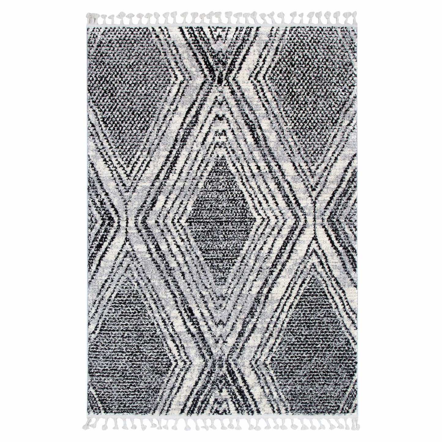 Mansour | Harlequin Black & White Geometric Rug