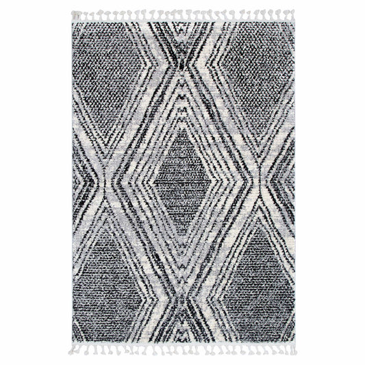 Mansour | Harlequin Black & White Geometric Rug