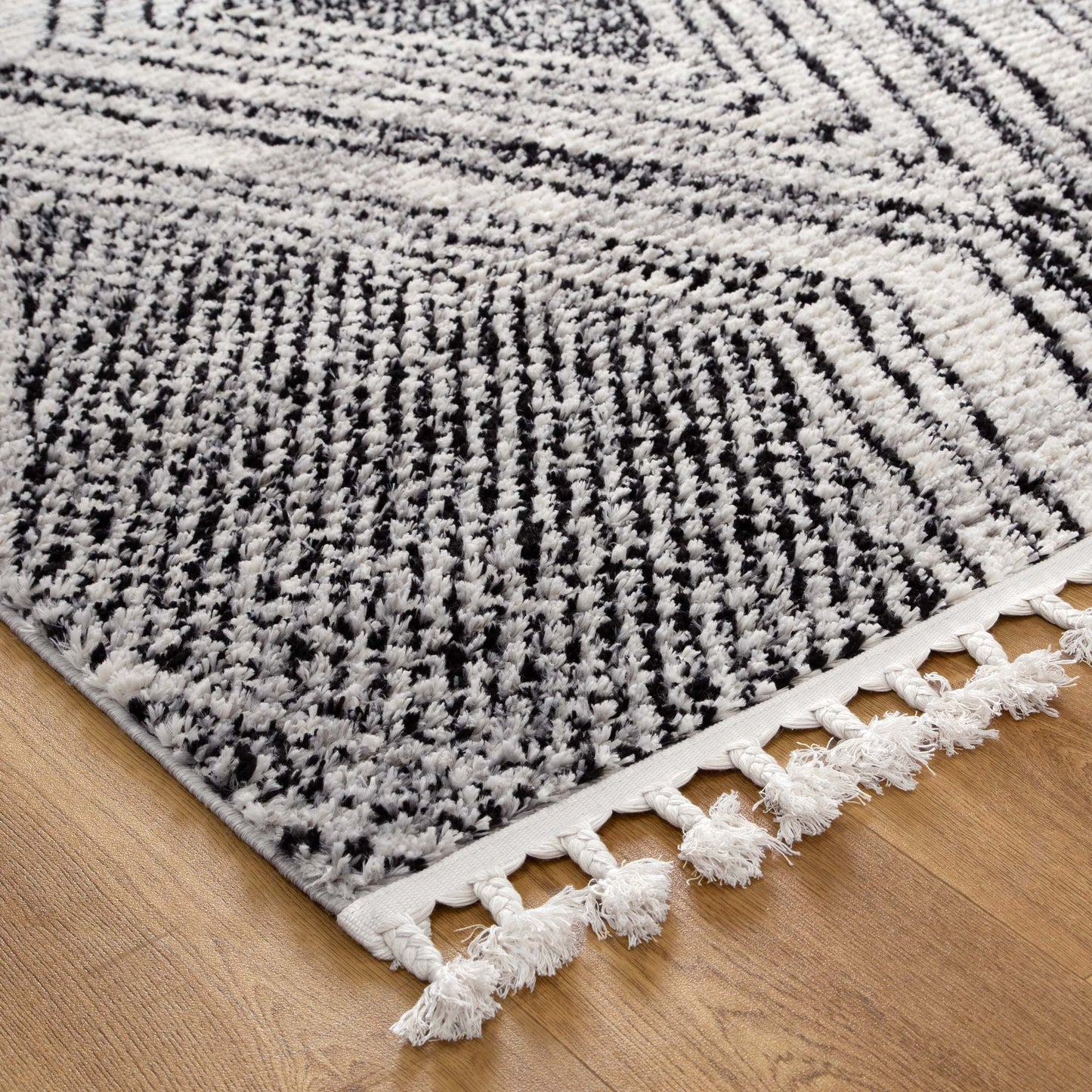Mansour | Harlequin Black & White Geometric Rug