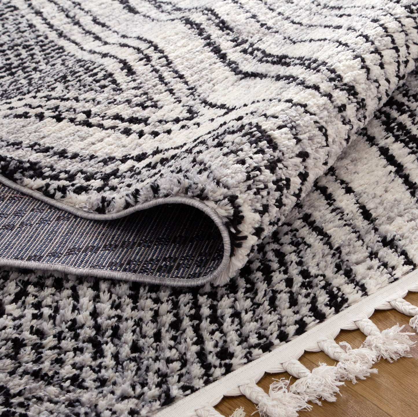 Mansour | Harlequin Black & White Geometric Rug