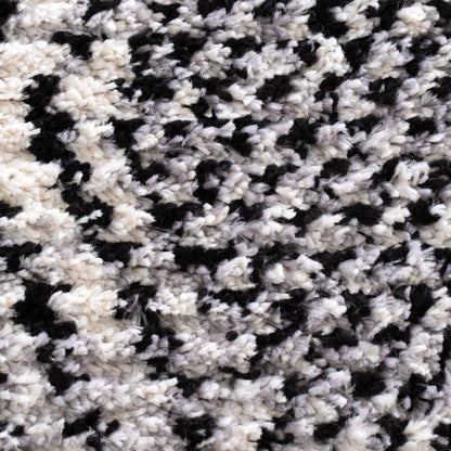 Mansour | Harlequin Black & White Geometric Rug