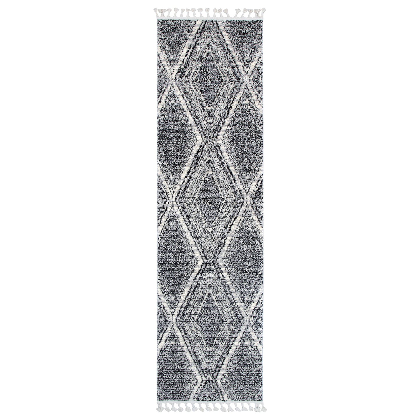 Mansour | Harlequin Black & White Geometric Rug