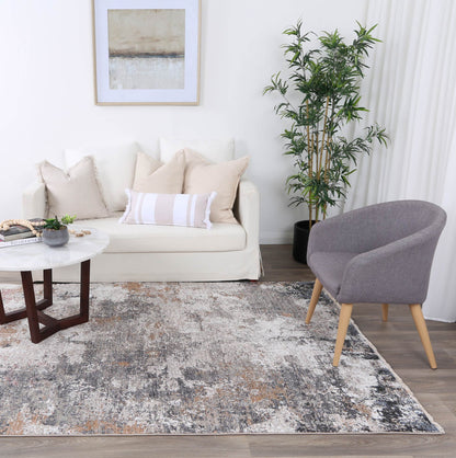 Maryland | Modern Abstract Rug - Rust & Charcoal