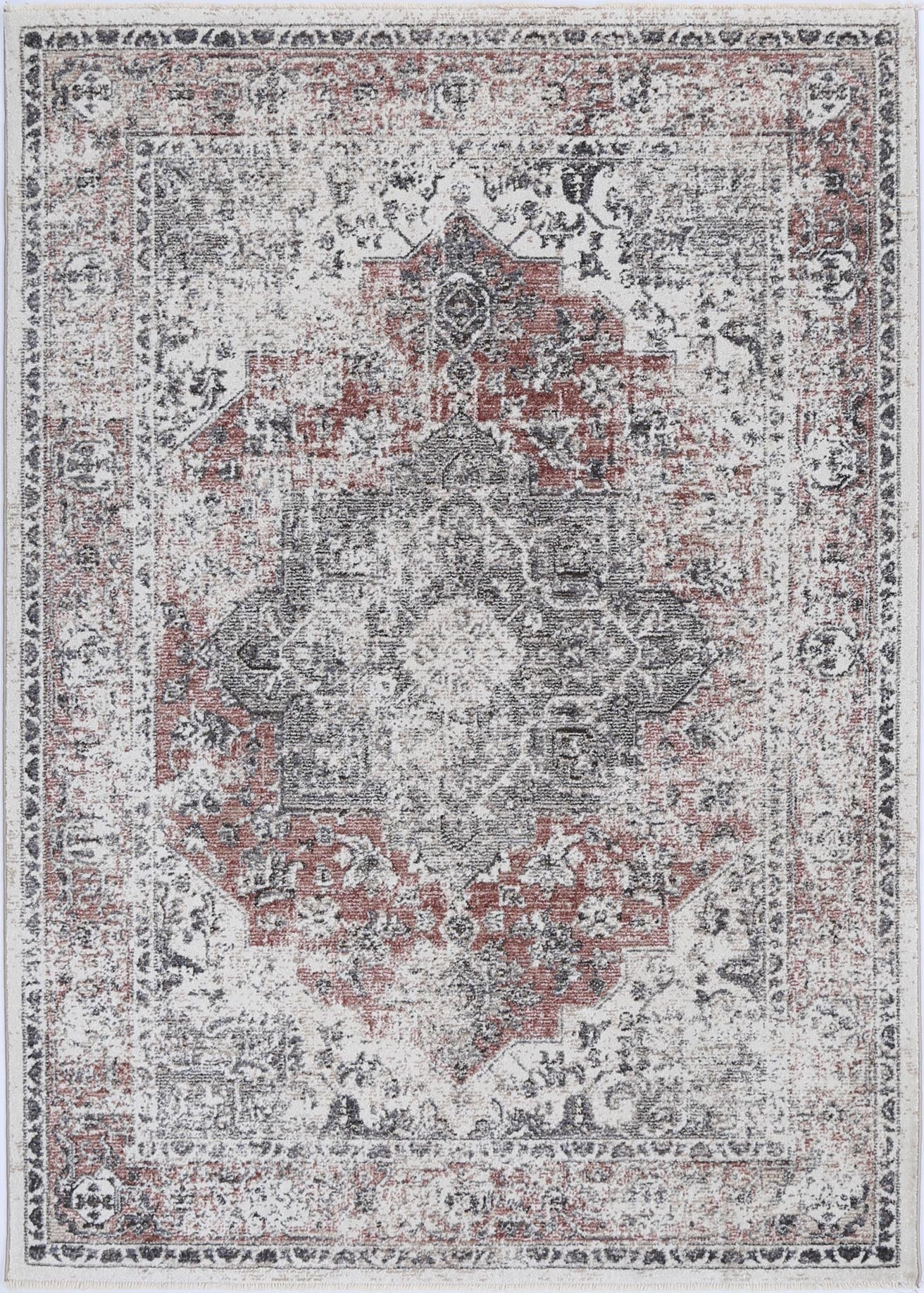 Maryland | Distressed Vintage Rug - Rust & Charcoal