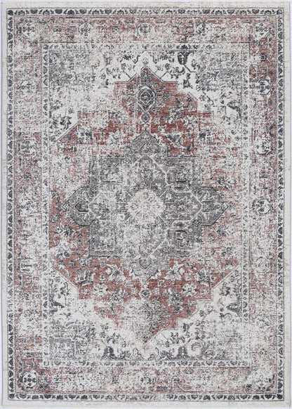 Maryland | Distressed Vintage Rug - Rust & Charcoal