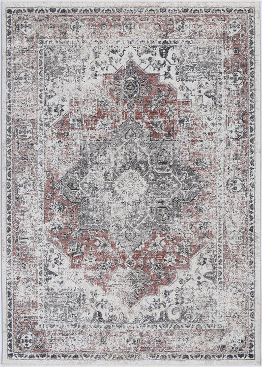 Maryland | Distressed Vintage Rug - Rust & Charcoal