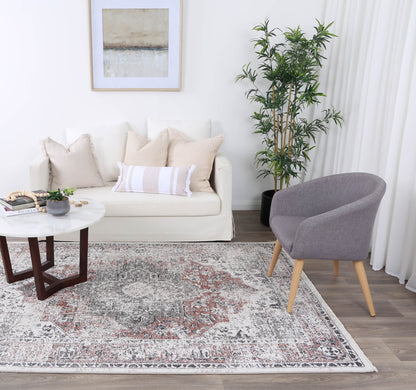 Maryland | Distressed Vintage Rug - Rust & Charcoal