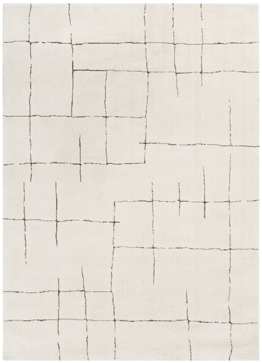 Mila Abstract Lines Brown Cream Rug - MIL10: New Arrival