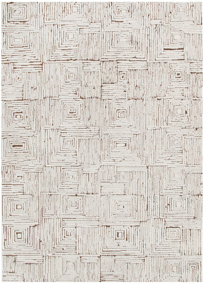 Mila Geometric Squares Cream Brown Rug - MIL8: New Arrival