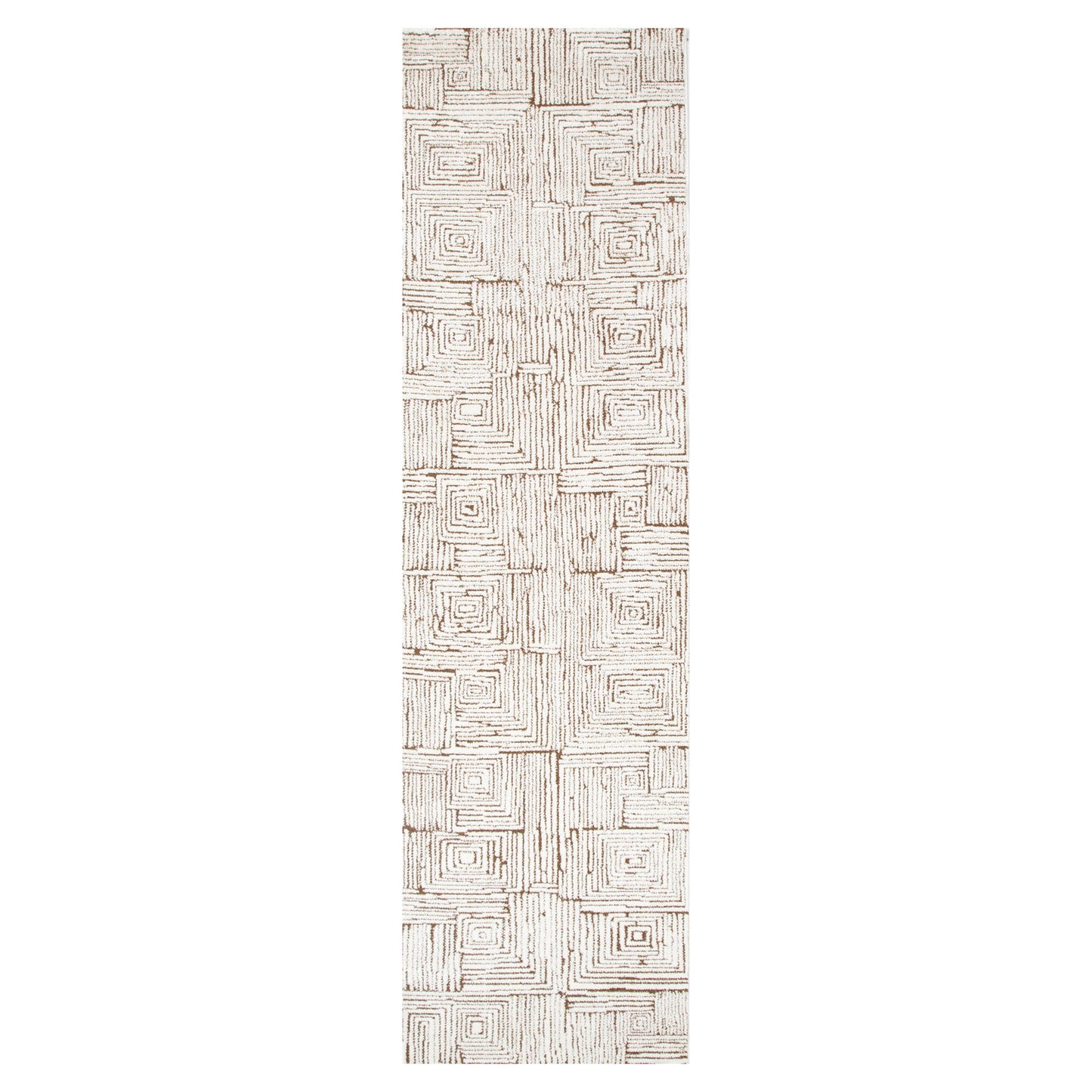 Mila Geometric Squares Cream Brown Rug - MIL8: New Arrival