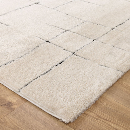 Mila Abstract Lines Black Cream Rug - MIL9: New Arrival