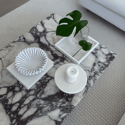 Lyra | Marble Fluted Ruffle Bowl White - Mirra Interiors