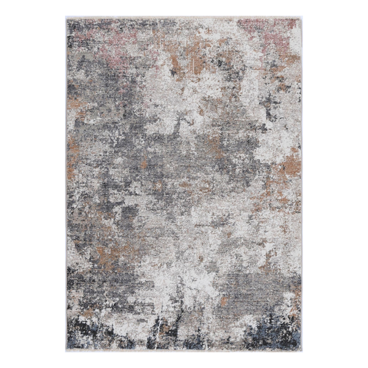 Modern Abstract Rug in Rust and Charcoal on white backgroud