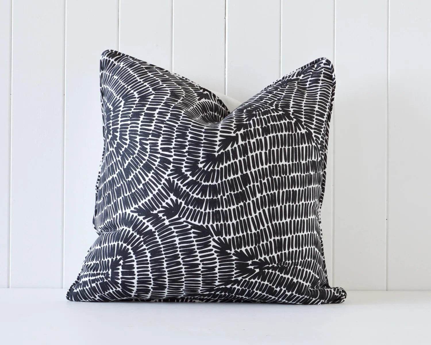 Maze | Self-Piped Linen Cushion Charcoal - Mirra Interiors