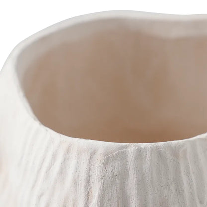 medium size white textured porcelain vase close up