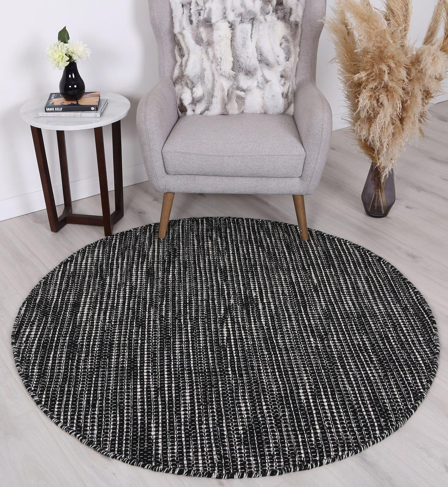 Nordic | Reversible Wool Round Rug - Black