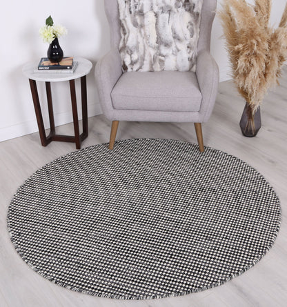 Nordic | Reversible Wool Round Rug - Charcoal