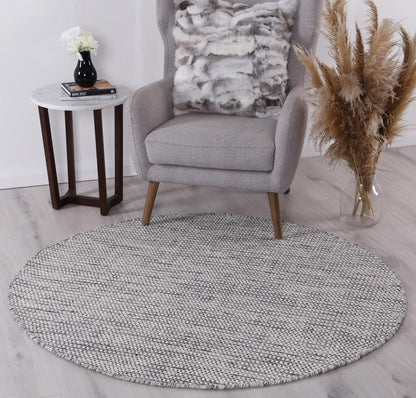 Nordic | Reversible Wool Round Rug - Grey