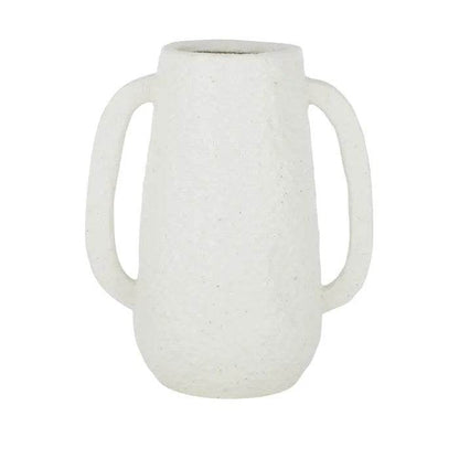 Cabat | Ceramic Handle Vase White - Mirra Interiors