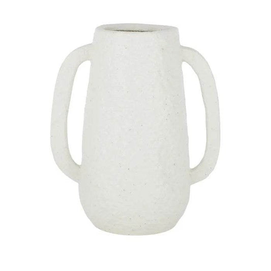 Cabat | Ceramic Handle Vase White - Mirra Interiors