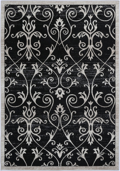 Oporto | Rizhao Contemporary Rug - Black & Cream
