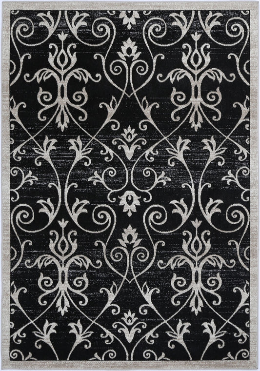 Oporto | Rizhao Contemporary Rug - Black & Cream