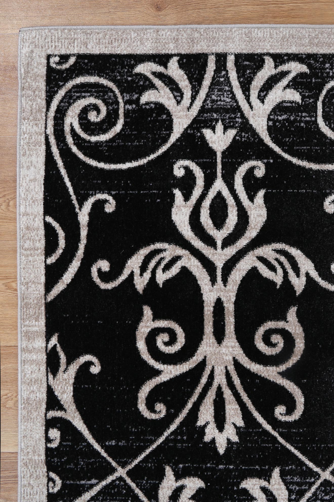 Oporto | Rizhao Contemporary Rug - Black & Cream