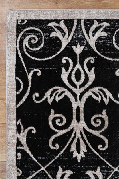 Oporto | Rizhao Contemporary Rug - Black & Cream