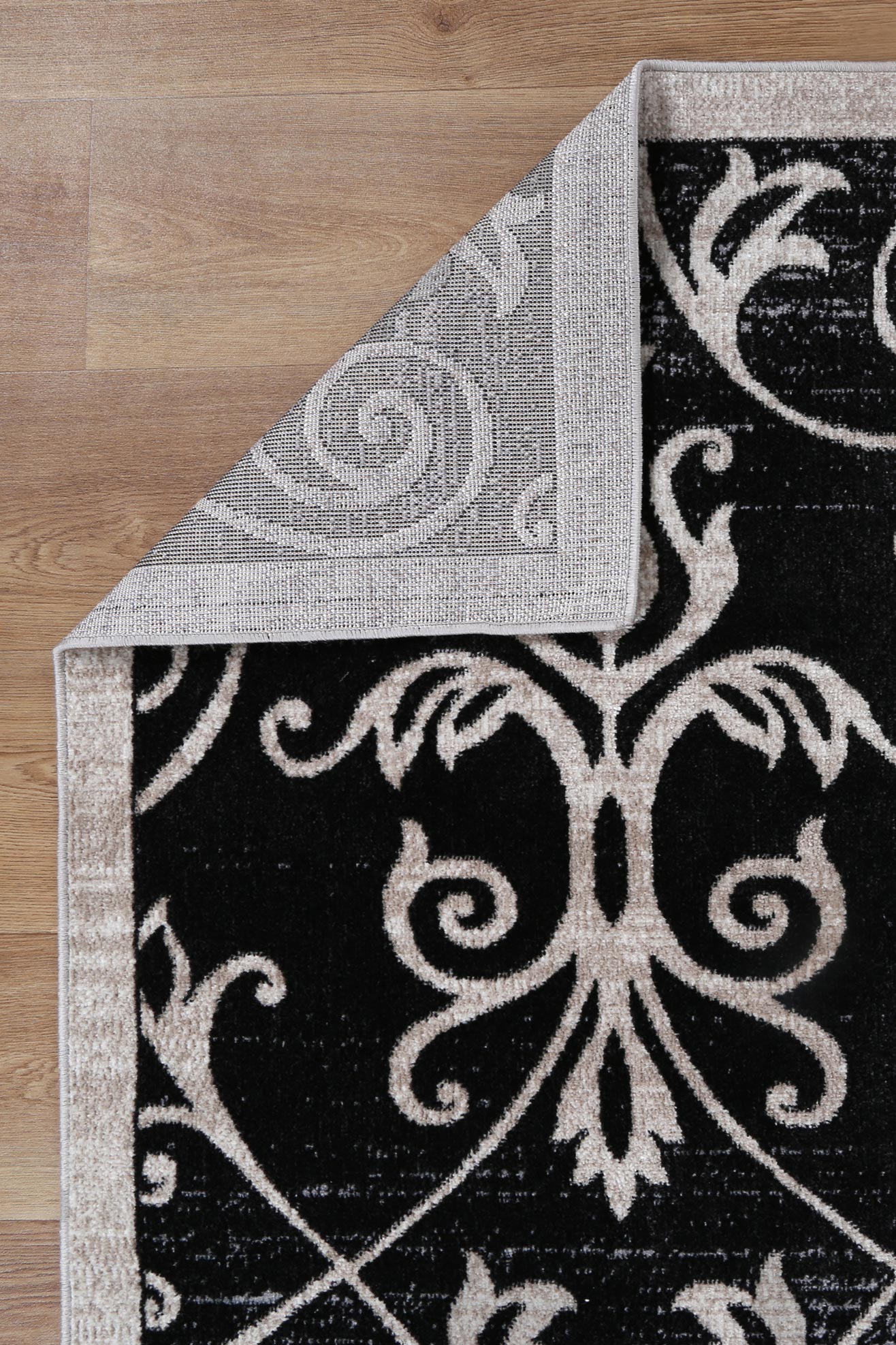 Oporto | Rizhao Contemporary Rug - Black & Cream