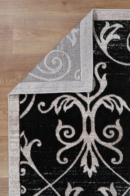 Oporto | Rizhao Contemporary Rug - Black & Cream