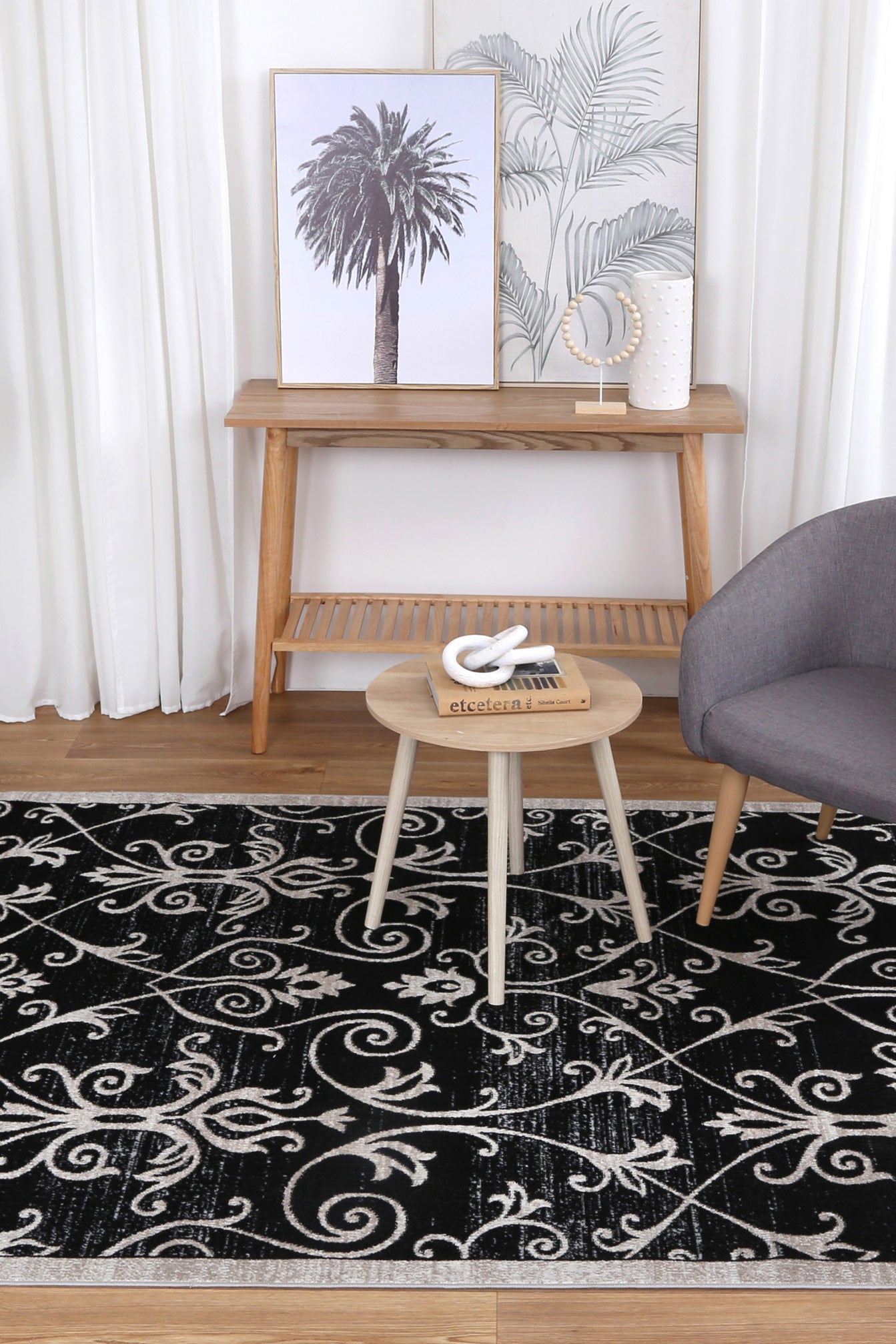 Oporto | Rizhao Contemporary Rug - Black & Cream