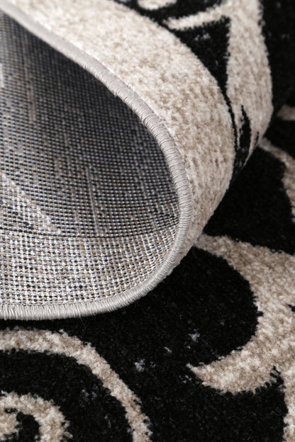 Oporto | Rizhao Contemporary Rug - Black & Cream